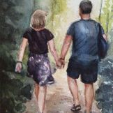 Corinne Van Der Vorst ~ Enjoying The Walk Together ~ Watercolor